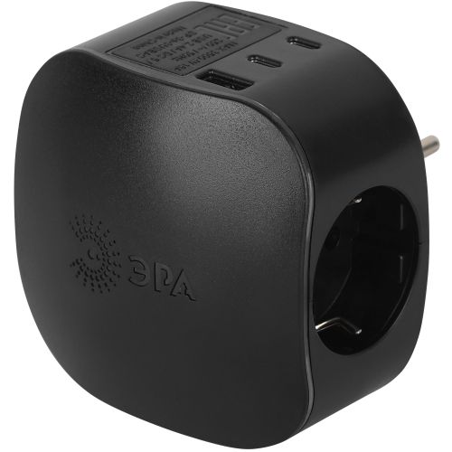 разветвитель 3-м sp-3e-3usbac-b + 3 usb a+c с заземл. со шторками 16а черн. эра б0069082 от BTSprom.by