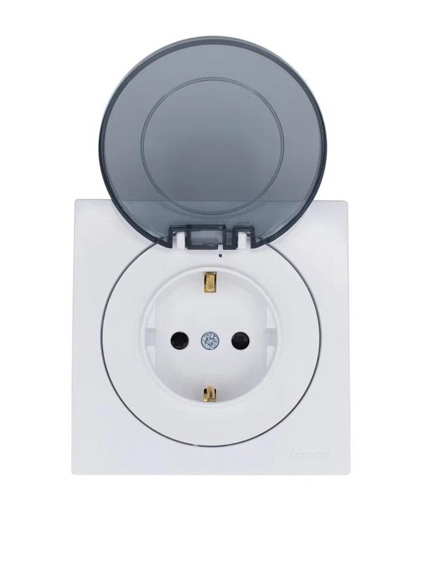  Розетка 1-м СП OSEN IP44 с заземл. с крышкой ПБТ бел. LEZARD 743-0288-123BIPCH фото в каталоге от BTSprom.by