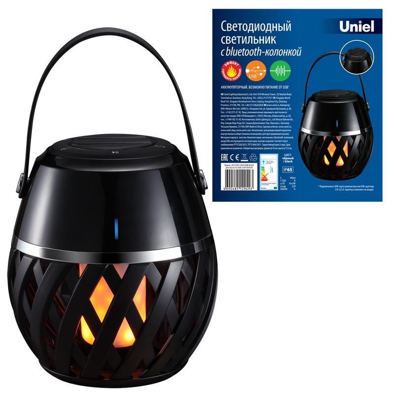 светильник светодиодный uld-r201 led/flame black с bluetooth колонкой 75db эффект пламени встроенный аккумулятор 1800ма.ч черн. uniel ul-00006768 от BTSprom.by