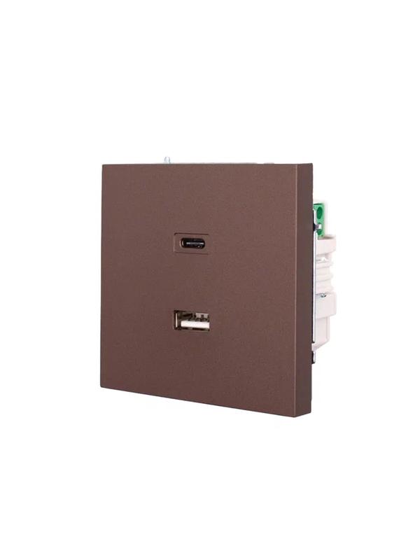  Розетка Type-C+ USB разъем СП ZIMA IP20 шоколад LEZARD 704-7388-192TC фото в каталоге от BTSprom.by