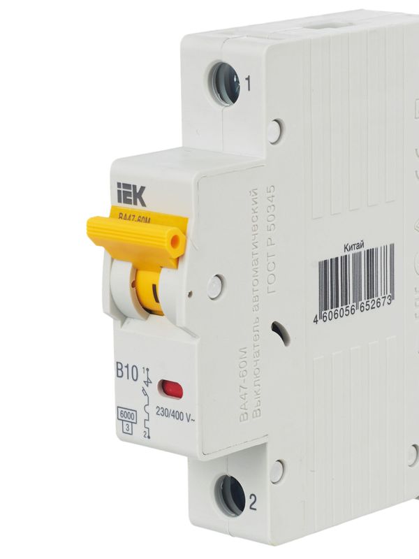  Выключатель автоматический модульный 1п B 10А 6кА ВА47-60M KARAT IEK MVA31-1-010-B фото в каталоге от BTSprom.by