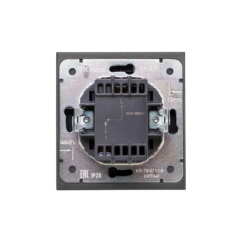  Выключатель 1-кл. СП STRONG MIELE 10А с подсветкой графит Kranz KR-78-0713-6 фото в каталоге от BTSprom.by