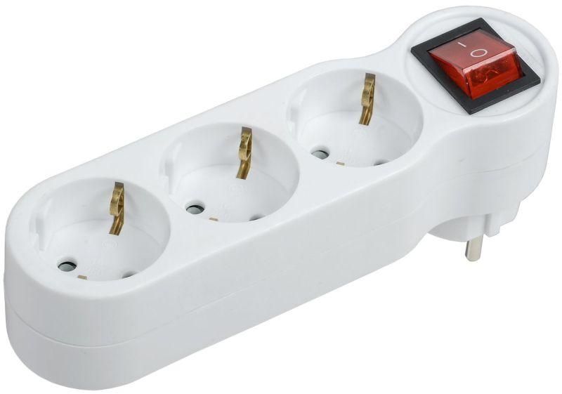 разветвитель 3-м 16а ip20 т-01/03в 2p+pe с выкл. бел. iek wtp10-16-03-zk-k01 от BTSprom.by