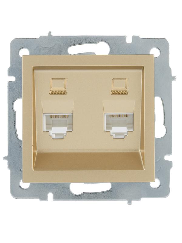  Розетка компьютерная двойн. VESNA зол. LEZARD 742-3688-141 фото в каталоге от BTSprom.by