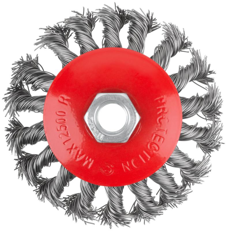  Корщетка-колесо с наклоном гайка М14 стальная витая проволока 100мм КУРС 39033 фото в каталоге от BTSprom.by