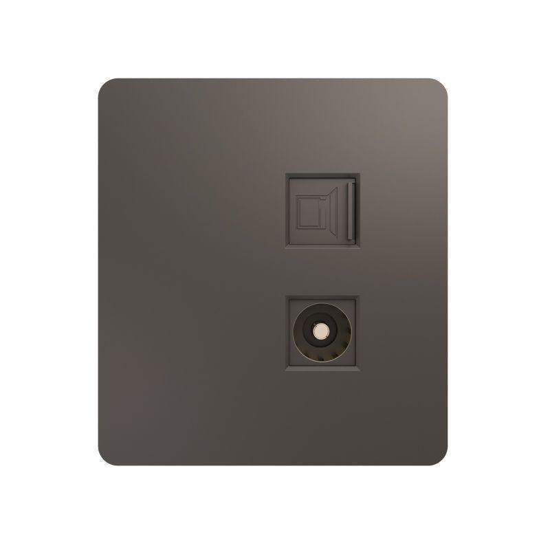 розетка компьютерная + телевизионная сп round miele rj45 кат6 + tv титан kranz kr-78-0722-2 от BTSprom.by