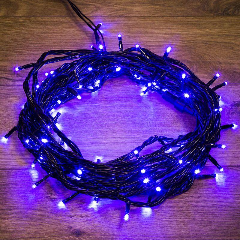 гирлянда светодиодная управляемая"нить" 10м 100led син. 10вт 220-240в ip65 8 режимов провод пвх черн. (контроллер в комплекте) neon-night 303-133 от BTSprom.by