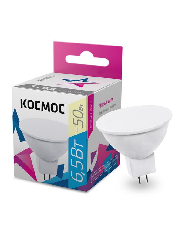 лампа светодиодная jcdr 6.5вт 220в gu5.3 3000к космос lkecled6.5wjcdrc30 от BTSprom.by