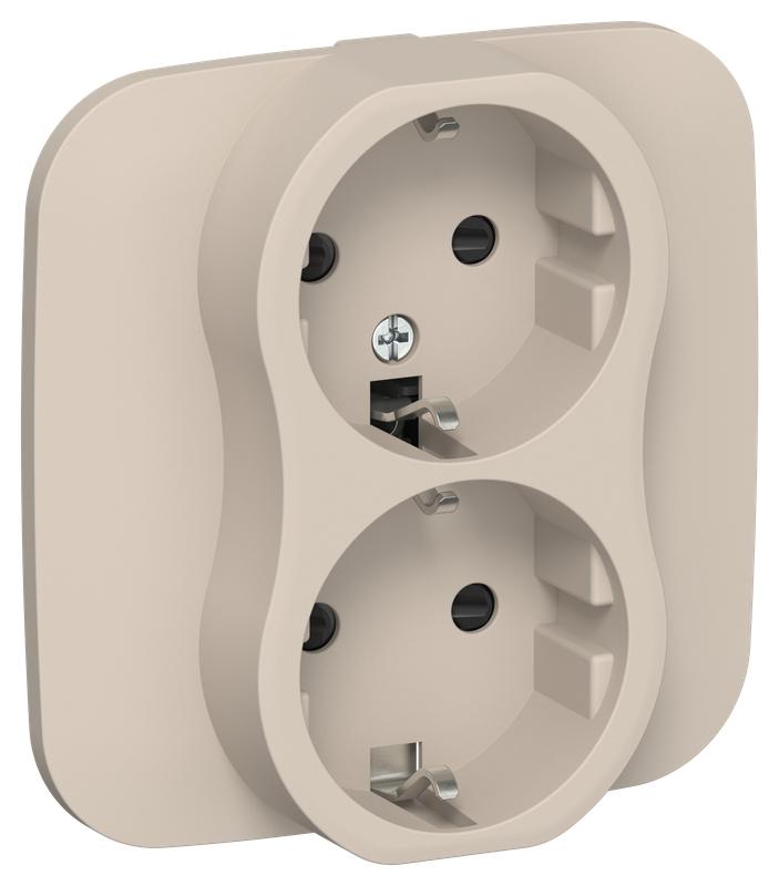 розетка 2-м сп flite рсш12-0-а-флл 16а с заземл. с защ. шторками в сборе механизм льняной iek fi-r24a-16-k88 от BTSprom.by