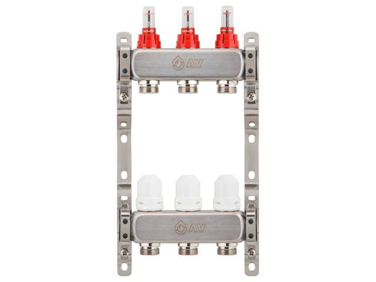  Коллекторная группа AVE136, 3 вых., AV Engineering (Для теплого пола и водоснабжения) AVE13600103K фото в каталоге от BTSprom.by