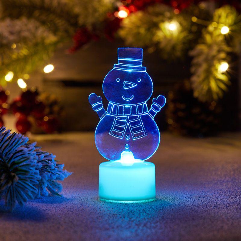 фигура светодиодная "снеговик с шарфом 2d" 1led rgb 0.1вт ip20 на подставке элементы питания 3хag13(lr44) (в компл.) neon-night 501-053 от BTSprom.by
