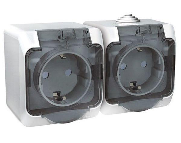 розетка 2-м оп этюд 16а ip44 250в с заземл. защ. шторки с крышкой бел. se pa16-244b от BTSprom.by