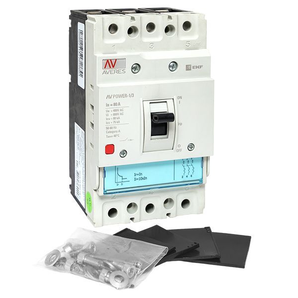  Выключатель автоматический 80А 80кА AV POWER-1/3 TR AVERES EKF mccb-13-80H-TR-av фото в каталоге от BTSprom.by