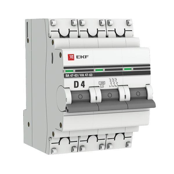 выключатель автоматический модульный 3п d 4а 4.5ка ва 47-63 proxima ekf mcb4763-3-04d-pro от BTSprom.by
