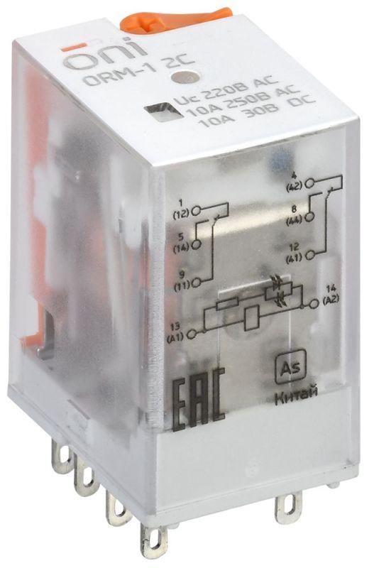 реле интерфейсное orm-1 2c 220в ac с led и тест. кнопкой oni orm-1-2c-ac220v-l-b от BTSprom.by