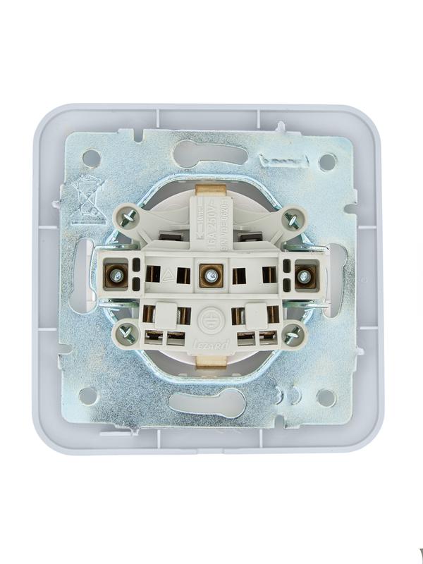  Розетка 1-м СП ASTI 16А IP20 с заземл. защ. шторки термопласт в сборе жемчуж./бел. перламутр. LEZARD 7081-3030-124B фото в каталоге от BTSprom.by