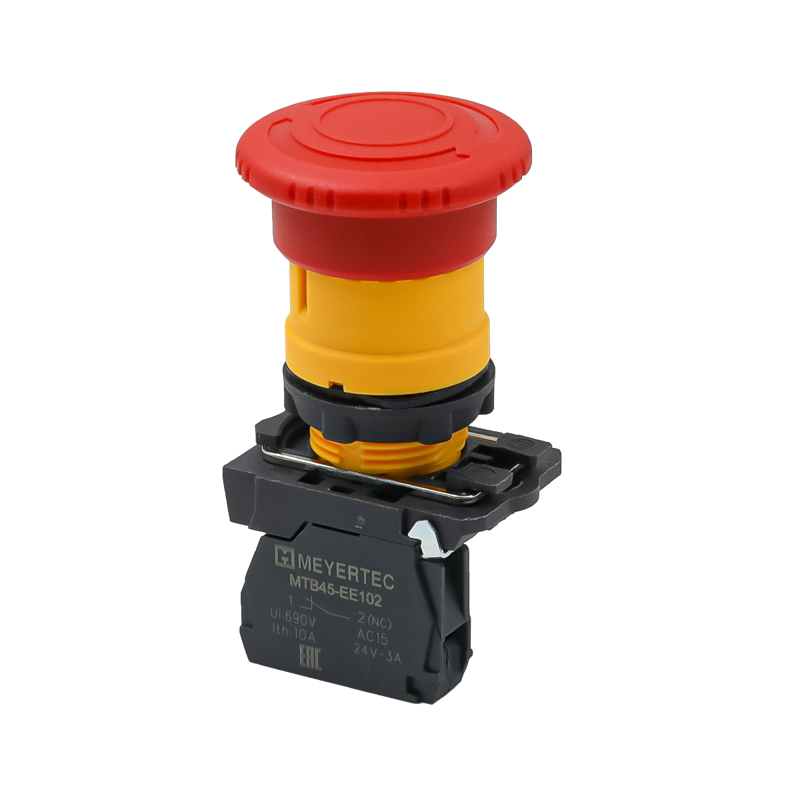 кнопка грибовидная аварийной остановки 40мм возврат поворотом с фиксацией 1nc ip65 пластик mtb5-as542 красн. овен 137250 от BTSprom.by