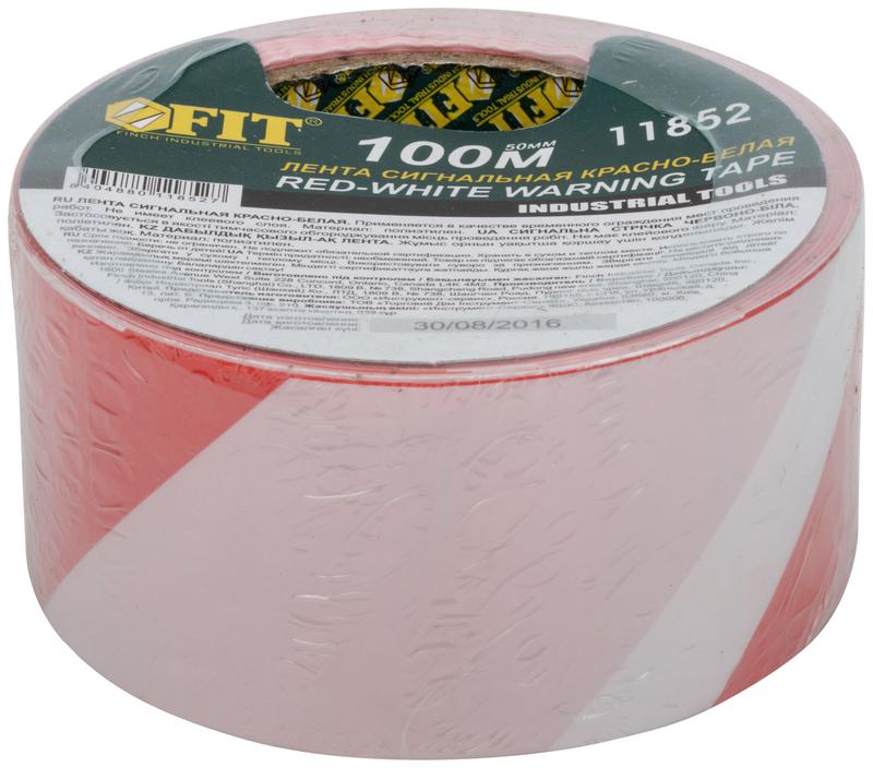  Лента сигнальная 50ммх100м красн.-бел. FIT 11852 фото в каталоге от BTSprom.by