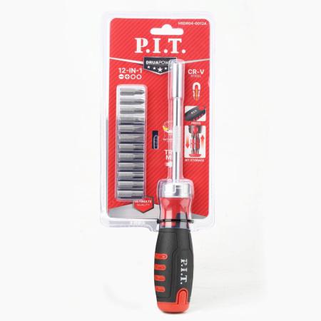 набор бит с рукояткой advance рукоятка с трещоткой; биты 12шт (блист.) p.i.t. hsdr04-0012a от BTSprom.by