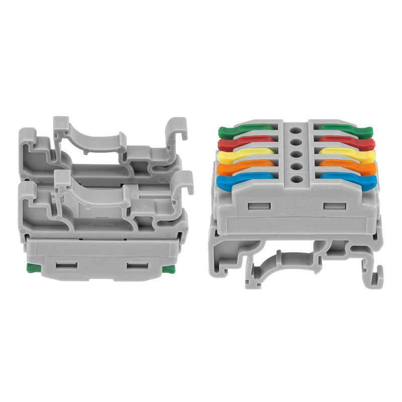  Клемма строительно-монтажная СМК проходная 222-425D 5п 0.08-4кв.мм с креплением на DIN-рейку сер. (уп.4шт) Rexant 07-5236-04 фото в каталоге от BTSprom.by