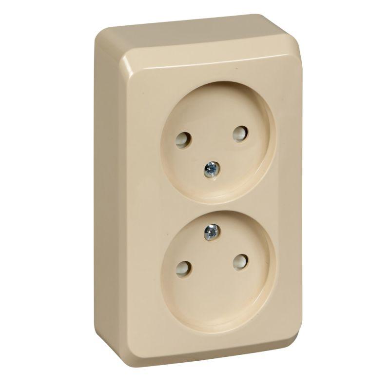 розетка 2-м оп этюд 16а ip20 250в защ. шторки без заземл. крем. se pa16-006k от BTSprom.by