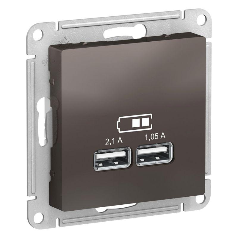 розетка usb atlasdesign тип a+a 5в 1х2.1а 2х1.05а механизм мокко se atn000633 от BTSprom.by