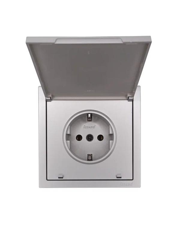  Розетка 1-мест. с/з с крышкой ПБТ СП ZIMA IP20 16А безвинт. зажим сер. матов. LEZARD 704-7488-123BQC фото в каталоге от BTSprom.by