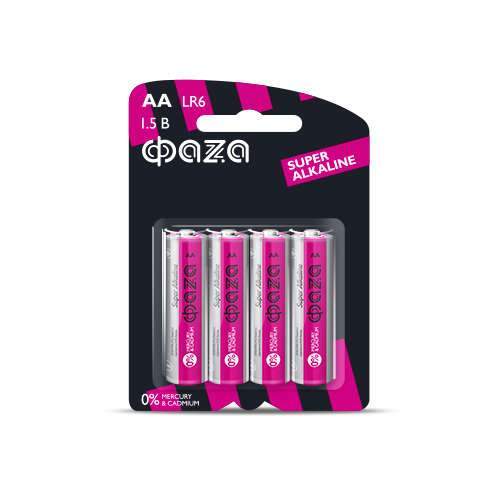 элемент питания алкалиновый aa/lr6 1.5в super alkaline bl-4 (уп.4шт) фаzа 5000285 от BTSprom.by