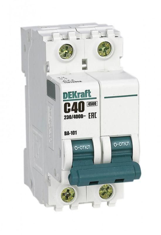 выключатель автоматический модульный 2п c 40а 4.5ка ва-101 dekraft 11070dek от BTSprom.by