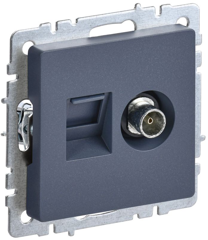 розетка компьютерная + телевизионная 2-м brite ртв/рк12-брм rj45 кат.5e + tv механизм маренго iek br-ak20-1-k35 от BTSprom.by