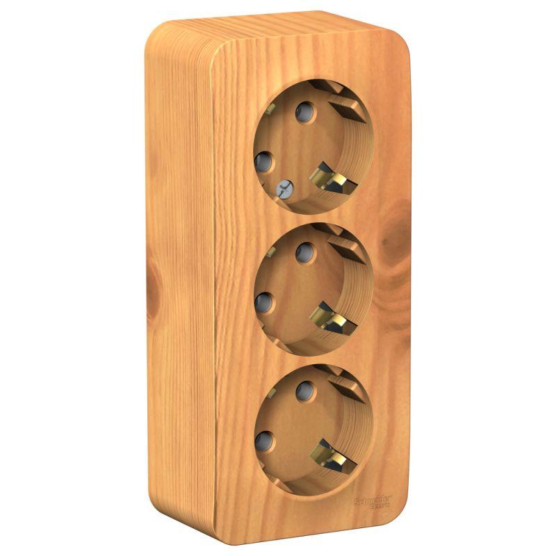 розетка 3-м оп blanca 16а ip20 250в с заземл. без защ. шторок с изолир. пластиной ясень se blnra010315 от BTSprom.by