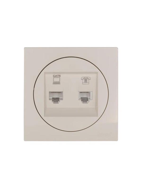  Розетка компьютерная + телефонная OSEN RJ45 кат.6 + RJ11 с модулем механизм сл. кость LEZARD 743-9088-144 фото в каталоге от BTSprom.by