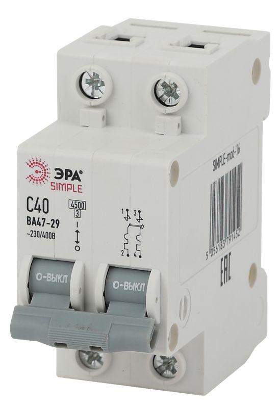 выключатель автоматический модульный 2п c 40а 4.5ка ва 47-29 simple-mod-16 эра б0039233 от BTSprom.by