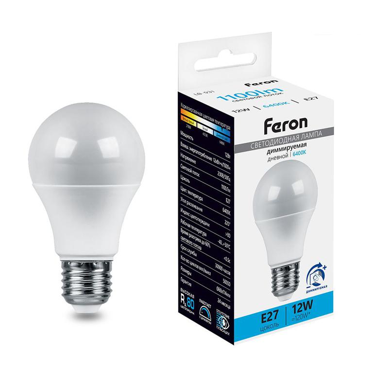 лампа светодиодная диммируемая 12вт 230в e27 6400к a60 lb-931 feron 51054 от BTSprom.by