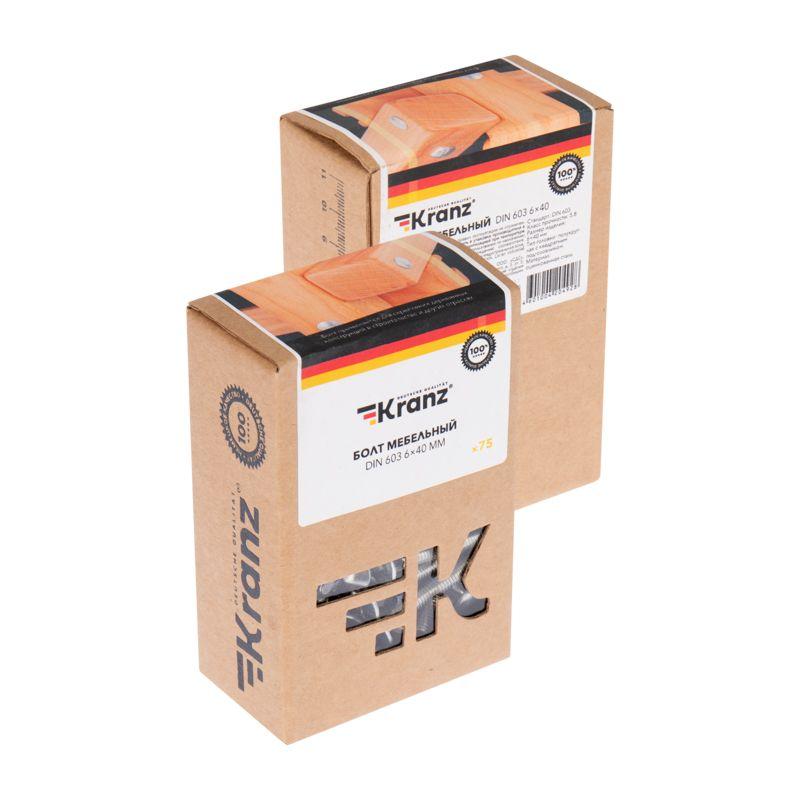  Болт мебельный 6х40 DIN 603 (уп.75шт) Kranz KR-01-3511-011 фото в каталоге от BTSprom.by