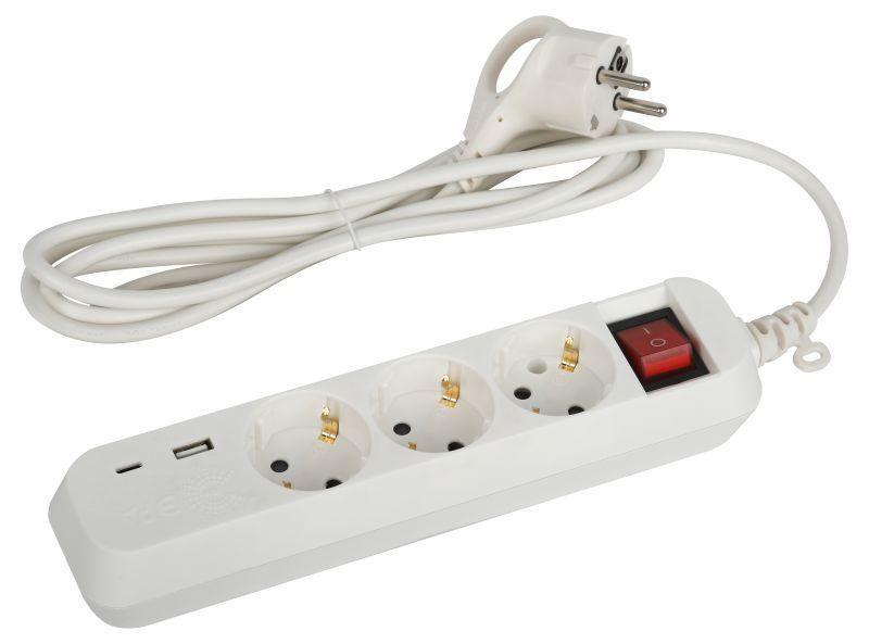 удлинитель 3х1.5м с заземл. 10а +1xusba+1xusbc с выкл. ub-3es-1.5m-usb эра б0052897 от BTSprom.by