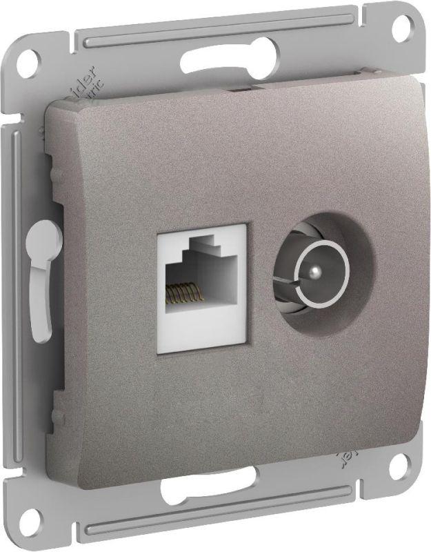 розетка компьютерная + телевизионная 2-м glossa rj45 кат.5e + tv механизм платина se gsl001289 от BTSprom.by