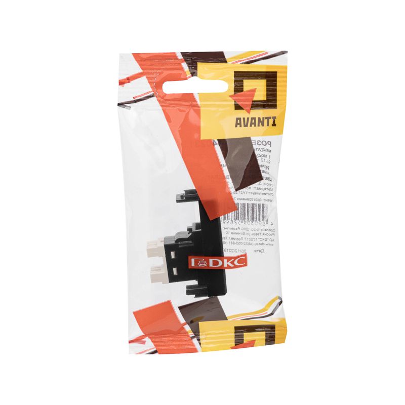  Розетка телефонная 1мод. Avanti "Черный квадрат" RJ12 модульная DKC 4402311 фото в каталоге от BTSprom.by