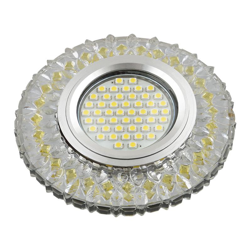 светильник dls-l138 gu5.3 glassy/gold gu5.3 встраив. доп. светодиод. подсветка 3вт без лампы стекло fametto ul-00003869 от BTSprom.by