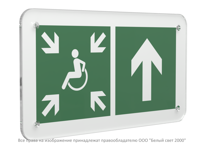 знак безопасности ps-33186.e77 "направление движения к пункту сбора (безопасной зоне) мгн прямо" белый свет a32896 от BTSprom.by