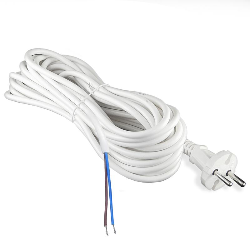 шнур сетевой с вилкой 5м без заземл. 10а пвс 2х1 бел. domtok 2773 от BTSprom.by