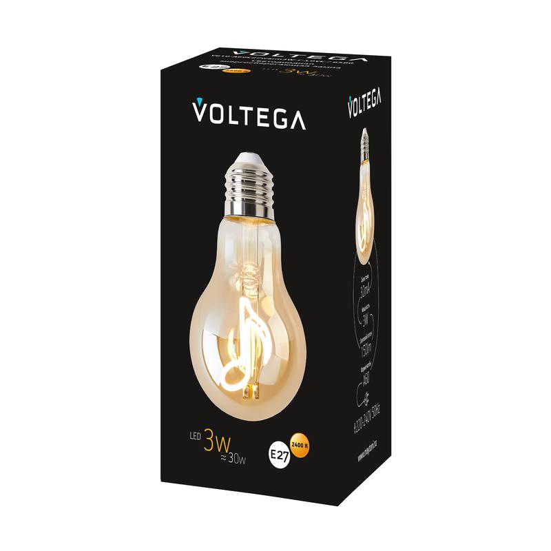 Лампа светодиодная филаментная Loft 271 A60 3Вт 2400К E27 Voltega 8582 фото в каталоге от BTSprom.by