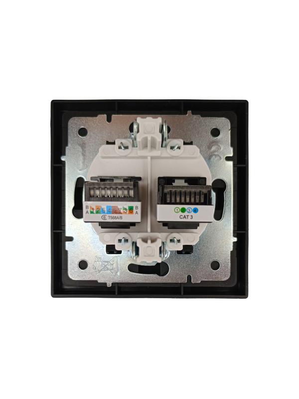  Розетка компьютер+телефон СП ZIMA IP20 с модулем Cat 6 черн. бархат LEZARD 704-4288-144 фото в каталоге от BTSprom.by