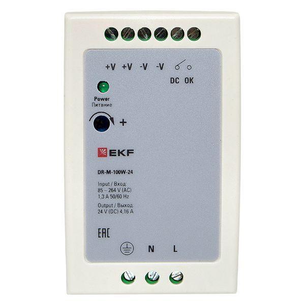  Блок питания на DIN-рейку 100Вт Uвх ~ 220В AC m Uвых - 24В DC постоянного тока EKF DR-M-100W-24 фото в каталоге от BTSprom.by