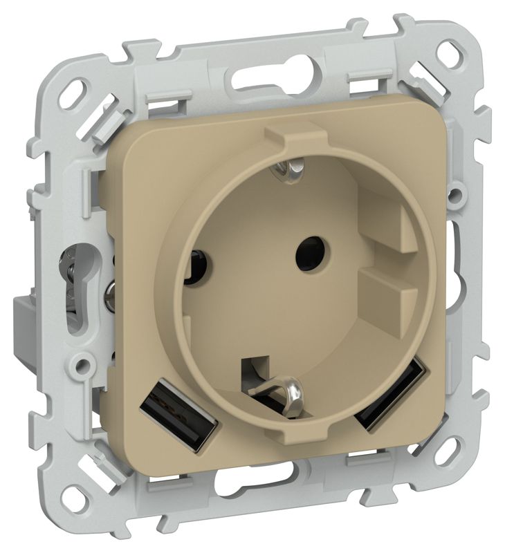 розетка 1-м сп flite рсюша11-1-флх 16а с usb a+a 3.1а с заземл. с защ. шторками безвинтовое крепление механизм хаки iek fi-r14-16-1-u21-d31-k59 от BTSprom.by