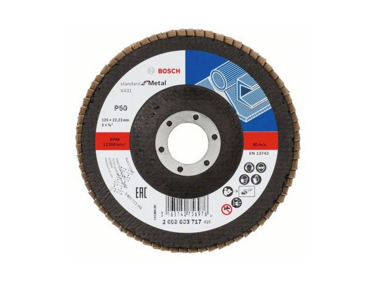 круг лепестковый 125х22.2 мм k60 плоский standard for metal bosch 2608603717 от BTSprom.by