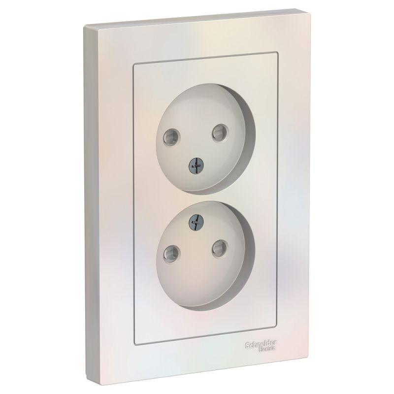 розетка 2-м сп atlasdesign 16а ip20 без заземл. защ. шторки в сборе жемчуж. se atn000422 от BTSprom.by