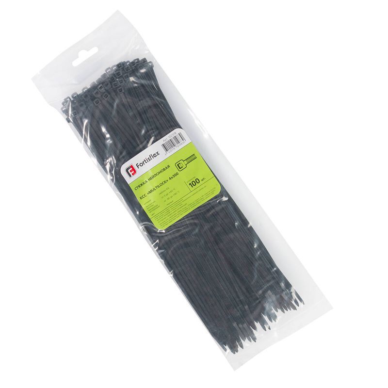 хомут нейлоновый ксс multilock 4х300 черн. (уп.100шт) fortisflex 102318 от BTSprom.by