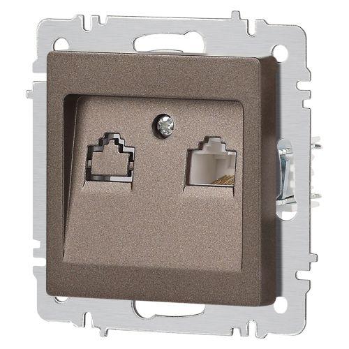  Розетка компьютерная 1-м СП Accent 6-303-08 RJ45 IP20 бронза Intro Б0063639 фото в каталоге от BTSprom.by