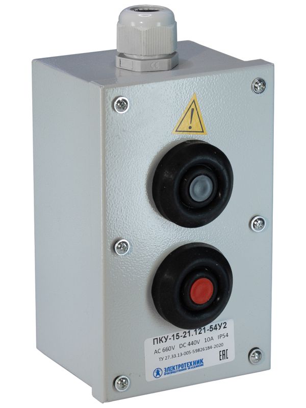 пост кнопочный пку-15-21.121-54 у2 (1хвк30-10-11110-54 (1з+1р) черн. + 1хвк30-10-11110-54 (1з+1р) красн. + pg-19) пост управления электротехник et054487 от BTSprom.by